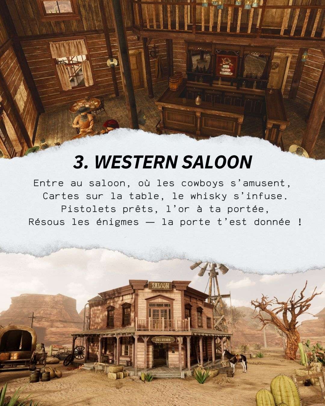 3 western saloon Troisième monde de l'escape Game escape the worlds